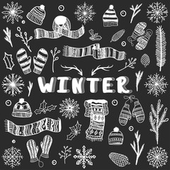 Set of winter elements