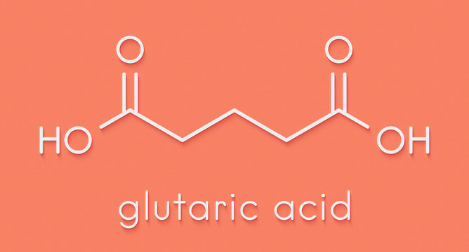 Glutaric acid molecule. Organic dicarboxylic acid. Skeletal formula.