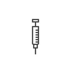 Syringe line icon, outline vector sign, linear style pictogram isolated on white. Medical injection symbol, logo illustration. Editable stroke