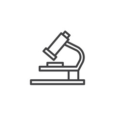 Microscope line icon, outline vector sign, linear style pictogram isolated on white. Science research symbol, logo illustration. Editable stroke