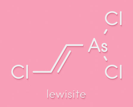 Lewisite chemical weapon molecule. Skeletal formula.