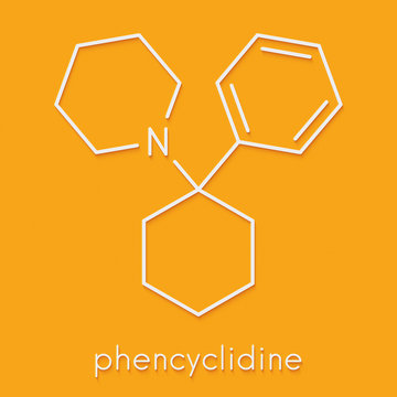 Phencyclidine (PCP, angel dust) hallucinogenic drug molecule