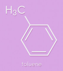 Toluene (methylbenzene, toluol) chemical solvent molecule. Skeletal formula.
