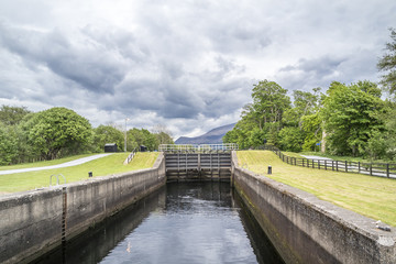 Fototapeta premium Caledonian canal locks at Corpach Fort Filliam Highlands