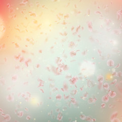 Fototapeta na wymiar Sakura flying downwind petals on wind. EPS 10 vector