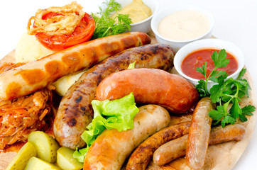 sausages with sauces