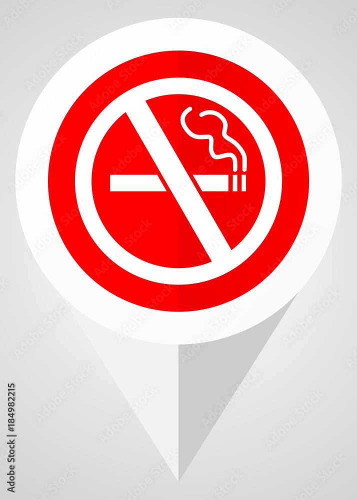 Poster no smoking red flat pointer vector icon. modern design web button in eps 10