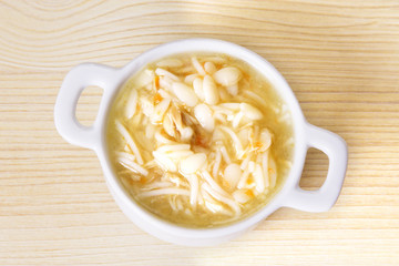 noodle soup with chicken and parsley