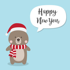 Christmas Bear cartoon character, A Cute Brown Teddy Bear with santa claus hat vector illustration for kids, children's book, fairy tales, covers, baby shower invitation, card or party flag.