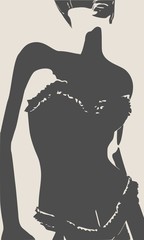 Beautiful sexy fitness girl. Pretty woman wearing lingerie. Front view.