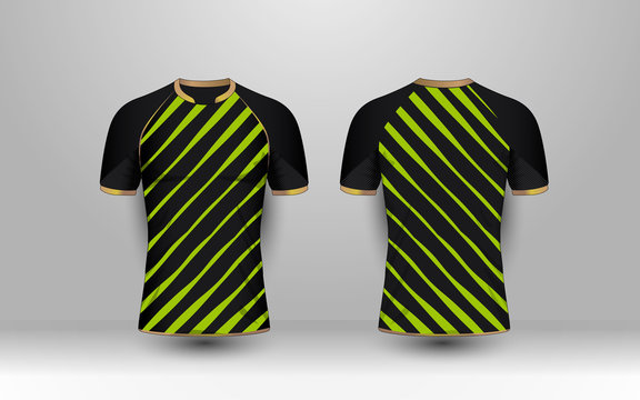 Black and Green stripe with gold pattern sport football kits, jersey, t- shirt design template Stock Vector | Adobe Stock