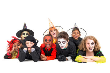 Kids in Halloween costumes