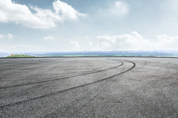 International circuit asphalt road and blue sky nature landscape