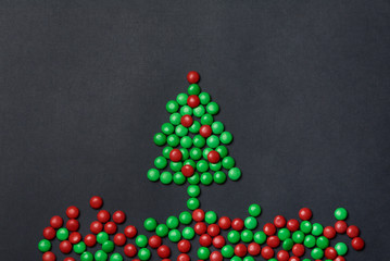 Green and red dragee candies