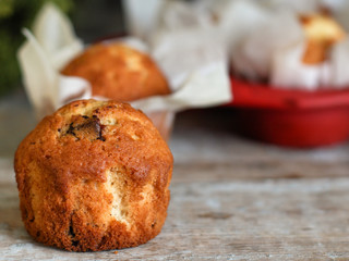 muffins in paper forms for baking - a delicious treat (cupcakes for dessert)