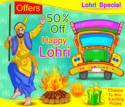 Punjabi illustration for lohri festival