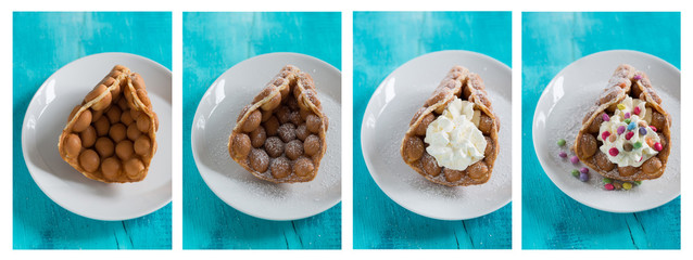 Bubble Waffle gefüllt mit Sahne