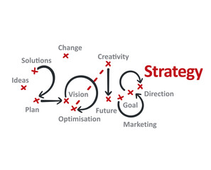 Strategy 2018 red marks white background vector