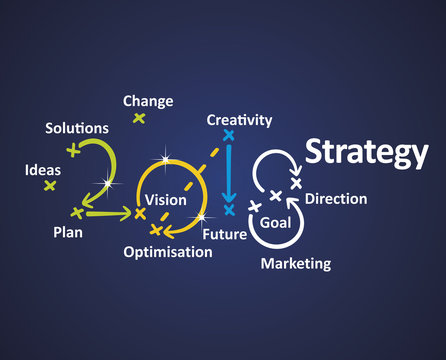Strategy 2018 blue background vector