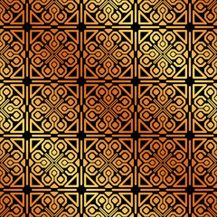 Abstract geometric golden seamless pattern. Vector illustration