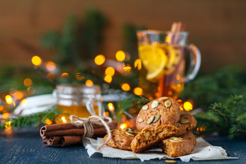 close up pumpkin cookies with seeds