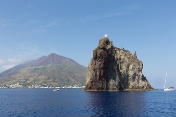 Fototapeta premium Stromboli ans Strombolicchio, Eolian islands, Italy