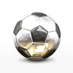 soccer football ball 3d rendering in silver