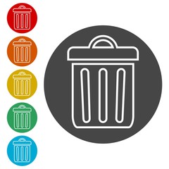 Trash bin or trash can symbol icon 