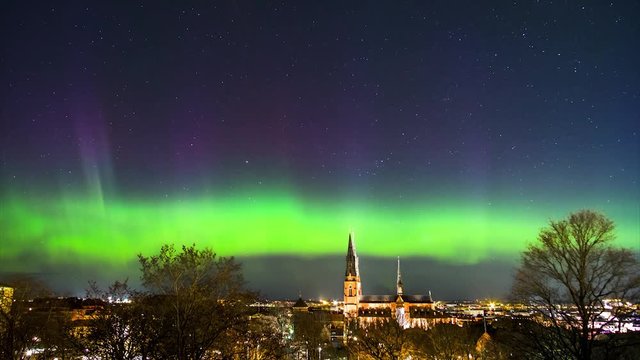 Northern lights over Uppsala, Sweden