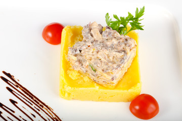 Fricassee with mushed potato