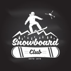 Snowboard Club. Vector illustration. Concept for shirt or logo, print, stamp or tee.