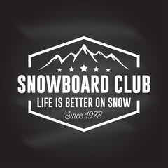 Snowboard Club. Vector illustration. Concept for shirt, print, stamp or tee.