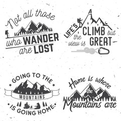 Set of Mountains related typographic quote.