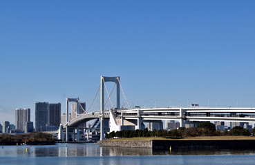 台場公園とレインボーブリッジ