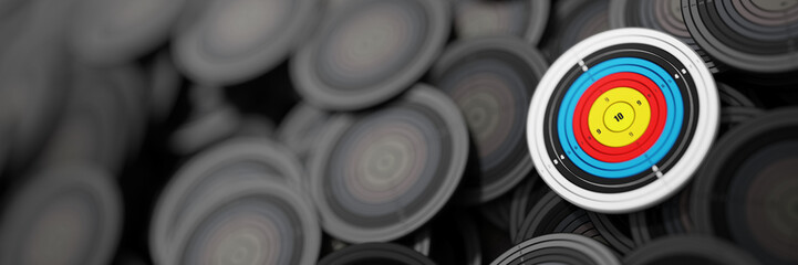 Infinite targets on a plane, business and challenge theme, original 3d rendering