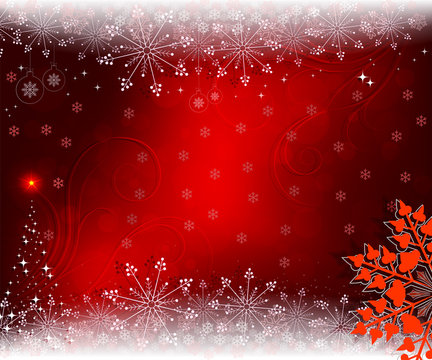 christmas red background with red snowflake