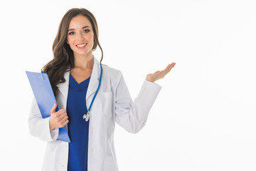 Female doctor showing something