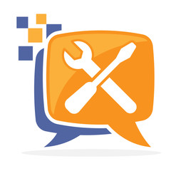 logo icons with the concept of communication media for setting, repair and maintenance consultations