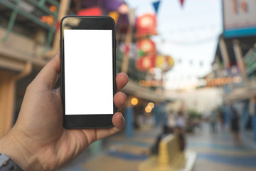 hand on smartphone Concept travel on vacation