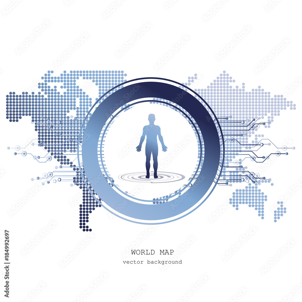 Poster global network connection. world map technology composition concept of global business. vector illus