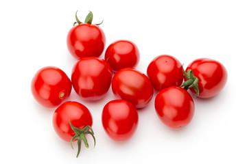 Plum tomatoes isolated on white background. Top view