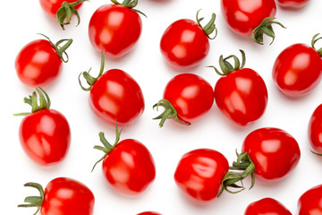 Plum tomatoes isolated on white background. Top view