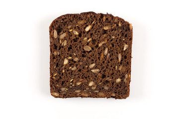 Black bread slice isolated
