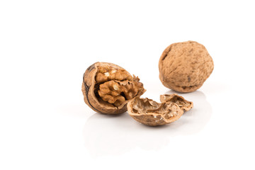 Walnut nut on white