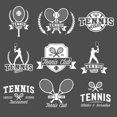 Tennis sports logo, label, emblem, design elements