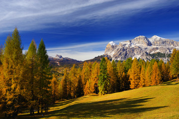 Beautiful autumn landscape in Cortina d Ampezzo, Dolomites, Italy, Europe
