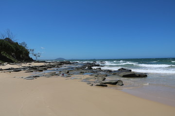 Sandy beach of Sunshine Coast in summer in Queensland, Australia 