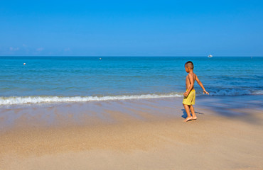 wave splashing on the sand beach at Koh Lanta Krabi Thailand