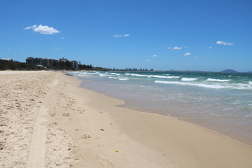 Sandy beach of Sunshine Coast in summer in Queensland, Australia 