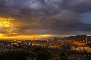 Fototapeta na wymiar Florence's skyline at sunset